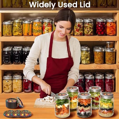 FENRIR 50Pcs Canning Lids with Colorful Drawings