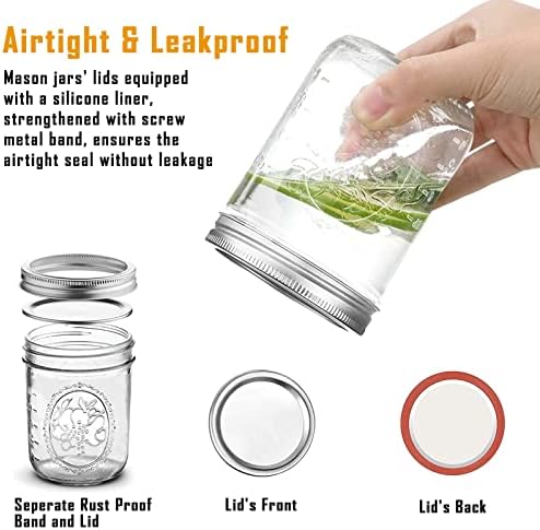 Wide Mouth Mason Jars 16 oz Canning More 6-Pack