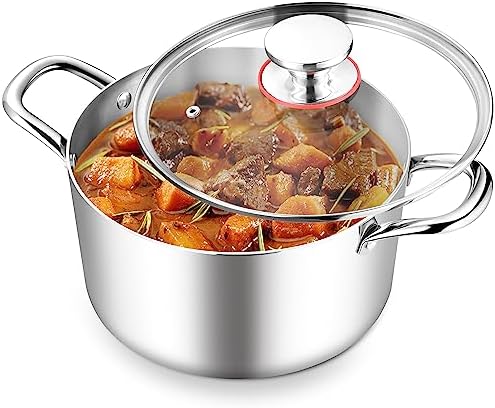 8 Quart Stainless Steel Stock Pot with Glass Lid