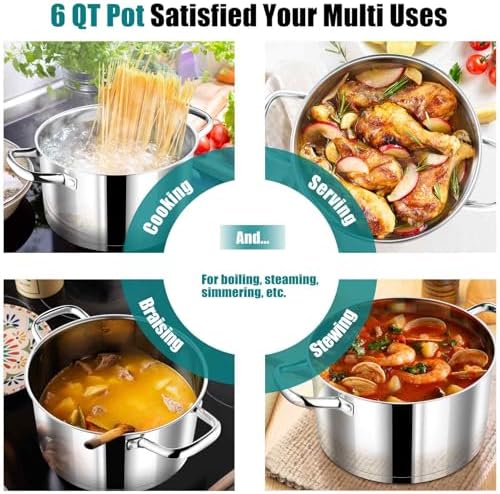 PP CHEF 6Qt Stockpot with Glass Lid and Tri-Ply Bottom