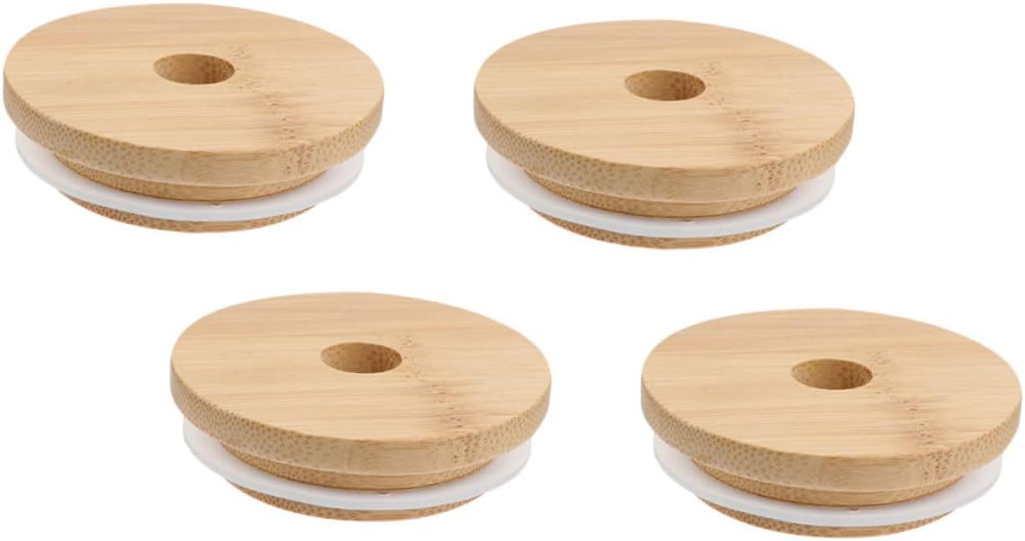4-Piece Mason Jar Lids Wooden Sealing Covers