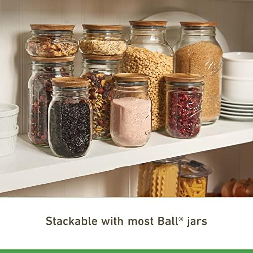 Ball Wooden wide mouth Jar lids Acacia Wood 5-Piece Set