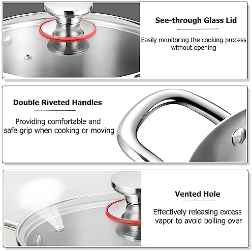 8 Quart Stainless Steel Stock Pot with Glass Lid