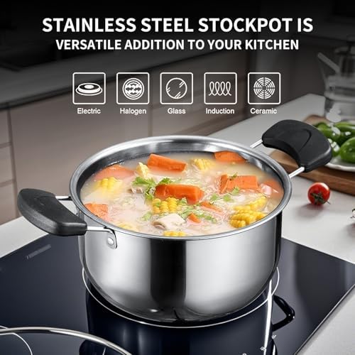 6QT Stock Pot with Lid Heat-Proof Safe for Daily Use