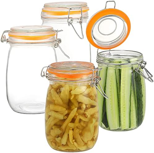 DANALLAN 4Pcs 32 oz Wide Mouth Glass Jars