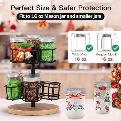 2-Tier Rotating Mason Jar Rack for 16oz Jars 1