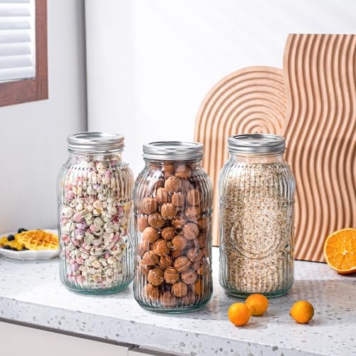 Amzcku 64oz Mason Jars Wide Mouth 2 Quart Preserve