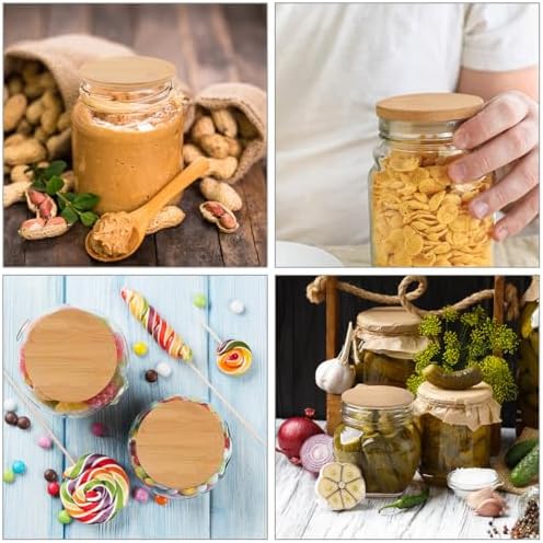 Amosfun 10pack Bamboo Mason Jar Lids with Silicone Sealing Rings