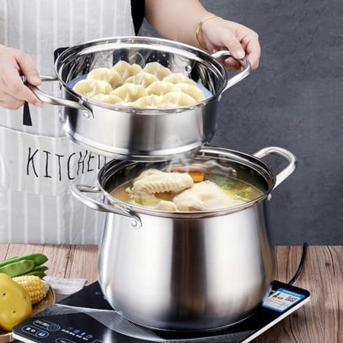 LGEOELIAS 28cm Stainless Steel Stock Pot