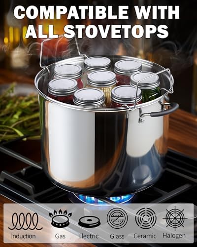 Professional 20 Quart Stockpot with Jar Rack Glass Lid