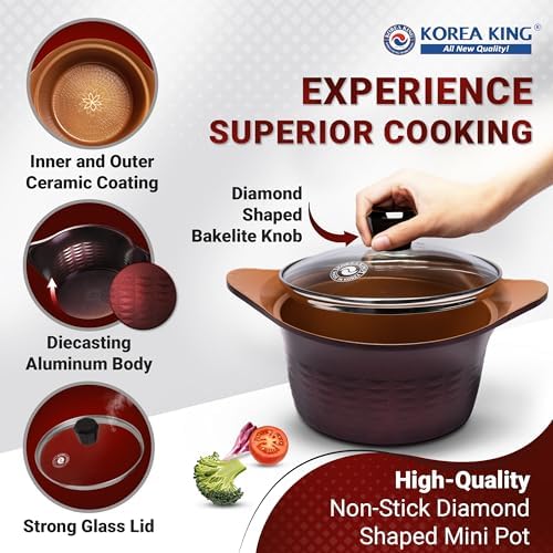 Koreak Diamond Series Small Pot Glass Lid Rapid Heating Nonstick