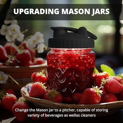 2 Pack Wide Mouth Flip Cap Mason Jar Lids Black
