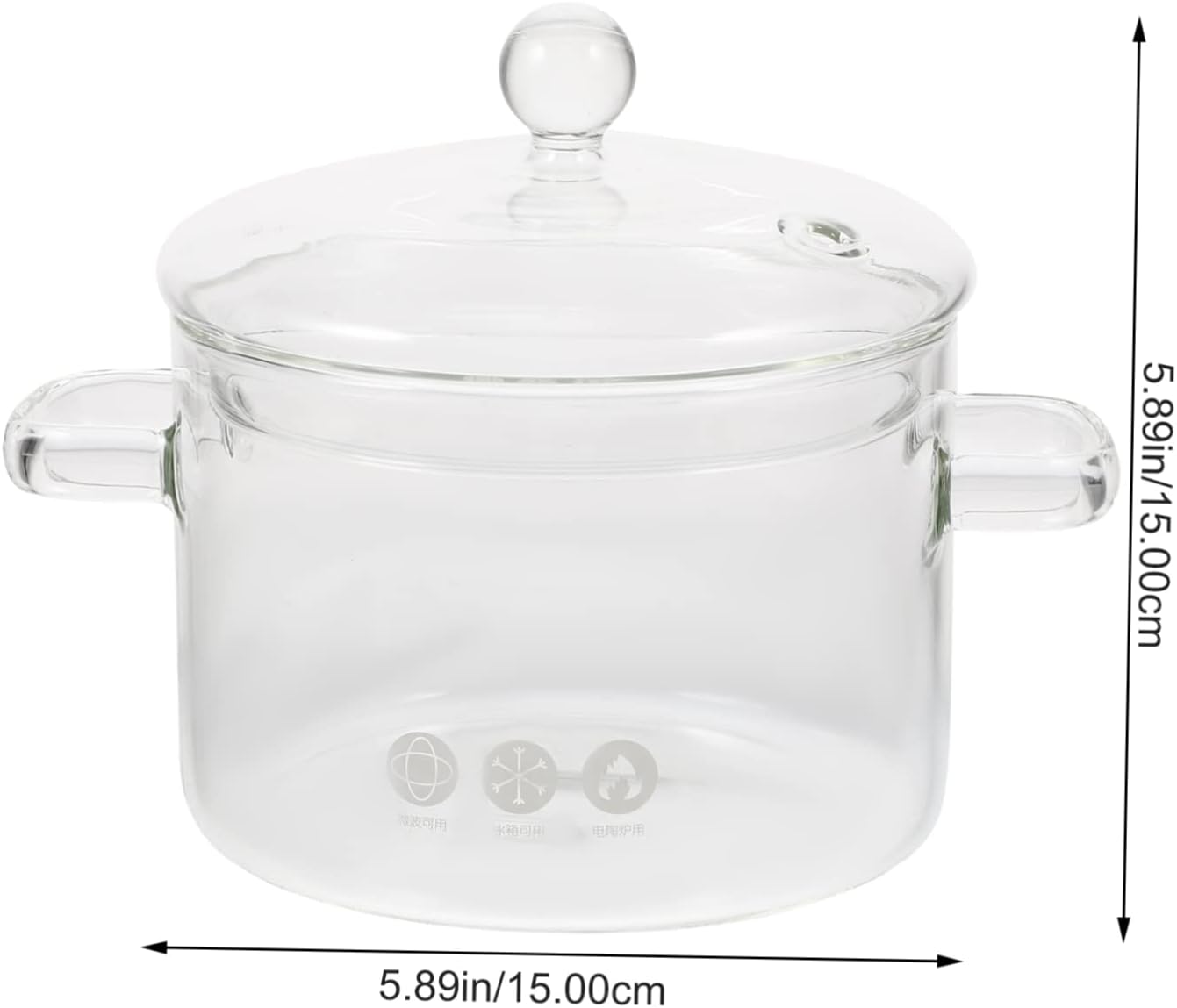 High-Borosilicate Glass Stew Pot with Lid 1500ml