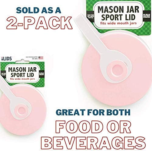 iLIDS Mason Jar Sport Lid Wide Mouth Pale Pink Pack of 2