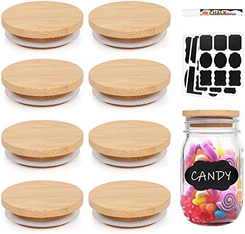 CNVOILA Bamboo Mason Jar Lids for Home Eco-Friendly 8-Pack