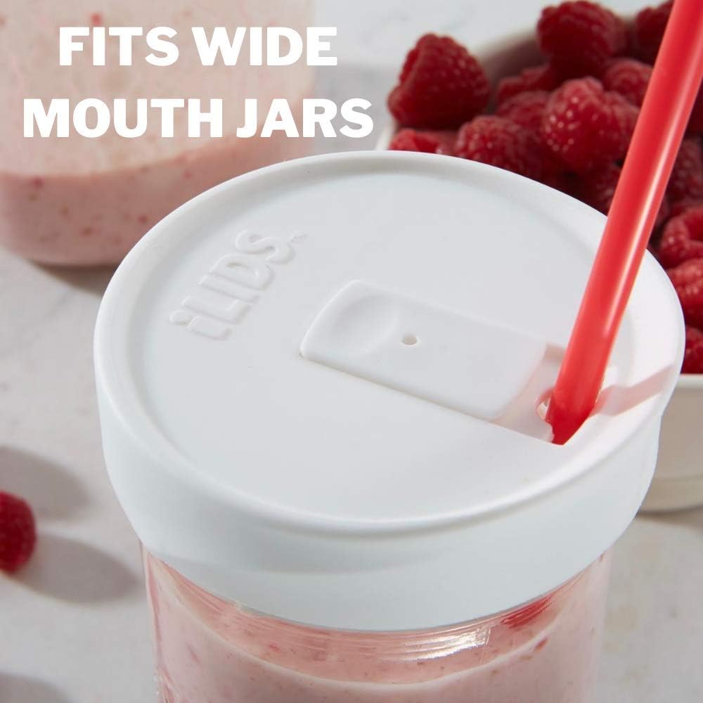 Mason Jar Drink Lid Wide Mouth Black Pack of 2