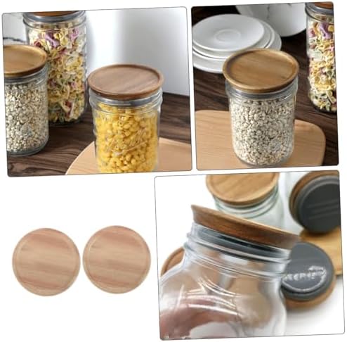 MAGICLULU 2pcs Mason Jar Wooden Lids with Silicone Seals