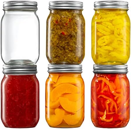 16oz Glass Mason Jars with Lids for Canning Preserving Meal Prep