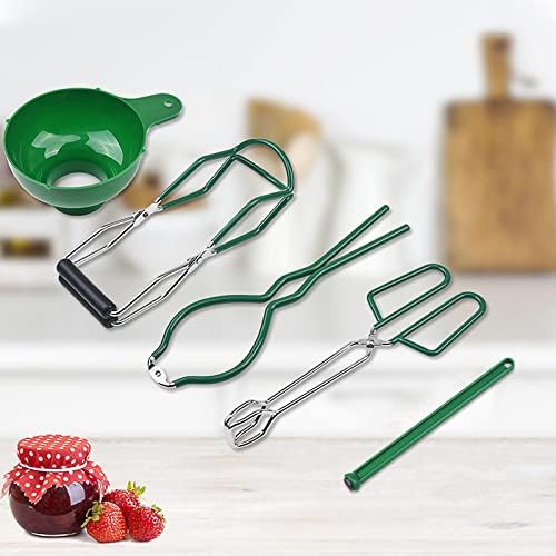5PCS Canning Kit with Tongs Funnel Lifter Wrench Lid Lifter Green