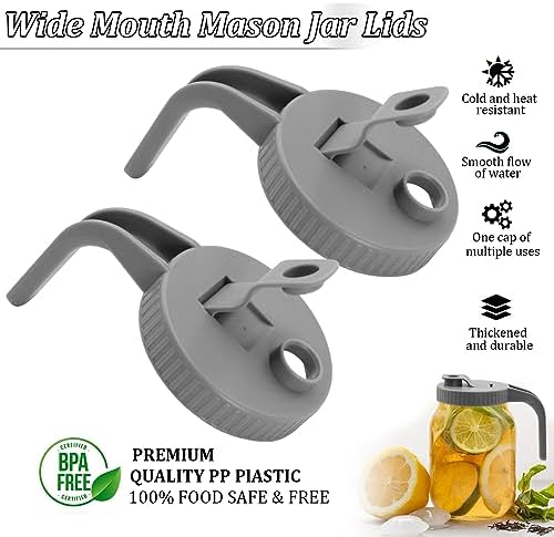 2PCS Mason Jar Pour Spout Lid with Handle Airtight Leak-Proof