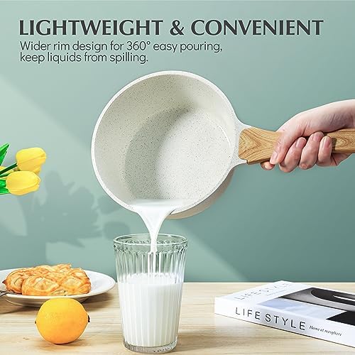 SENSARTE Kenshar-Premium Ceramis Nonstick Saucepan with Lid 20 Quarts PFOAPFAS Free