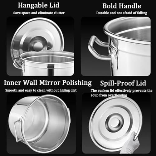Wzglod Large Deep Stainless Steel Stock Pot Boiling