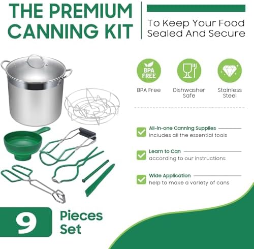 Stainless Steel Water Bath Canning Pot with Rack and Lid