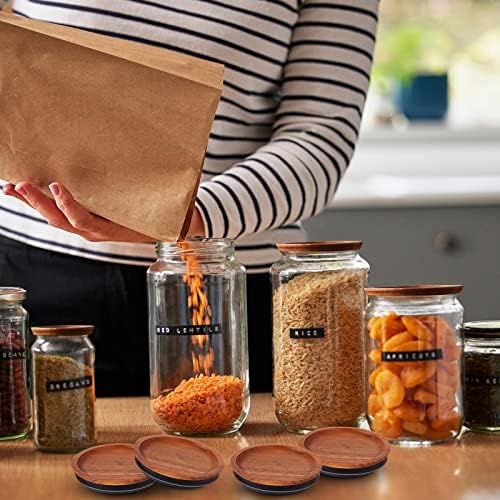 12-Piece Acacia Wooden Mason Jar Lid Set with Silicone Airtight Seals