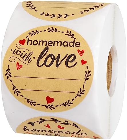 500Pcs 2 Canning Labels with Homemade with Love
