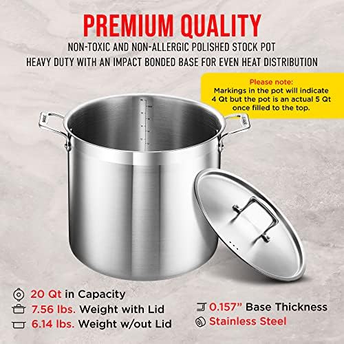 20 Quart Stockpot with Lids Handles