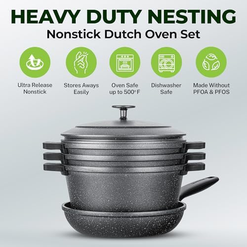 Granitestone 12-Pc Dutch Oven Set - OvenDishwasher Safe Easy to Clean