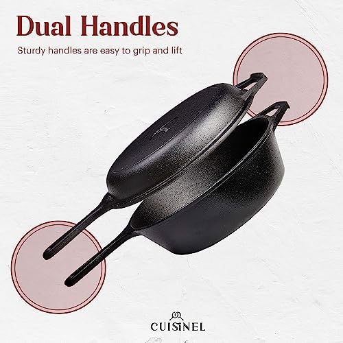 Cuisinel Ultimate 2-in-1 Cast Iron Skillet Lid