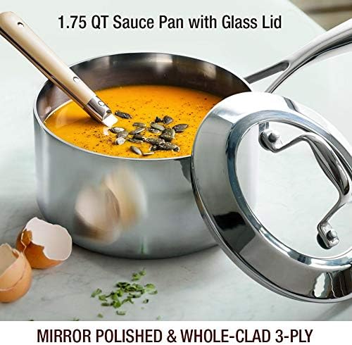 Ergonomic Mirror-Polished 175 QT Sauce Pan