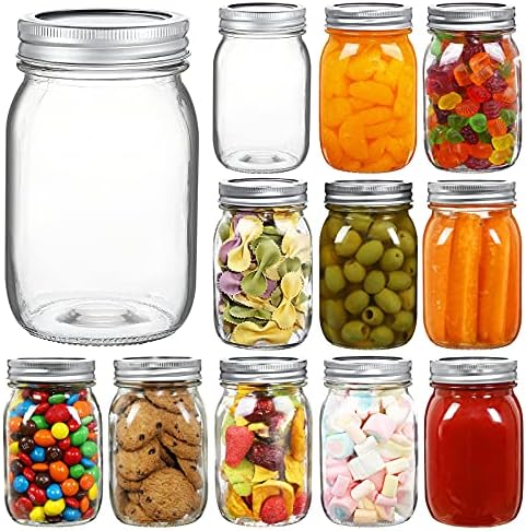 YEBODA 16 oz Wide Mouth Mason Jars