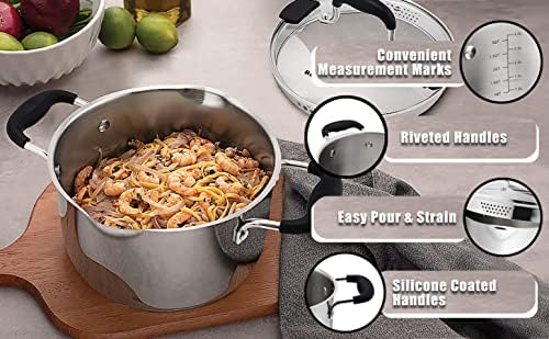 Rorence 37 Quart Stock Pot with Glass Lid and Strainer