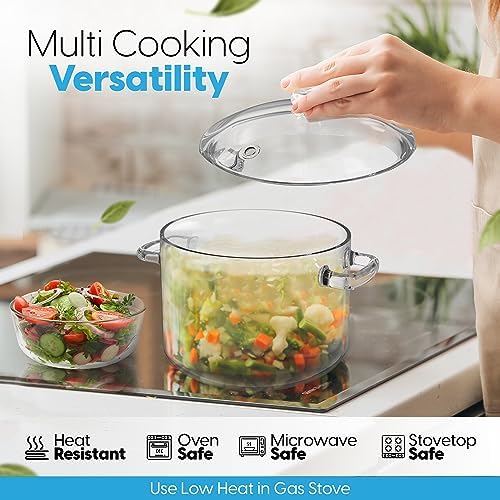 FILULA Heat-Resistant Glass Cooking Pot with Cover