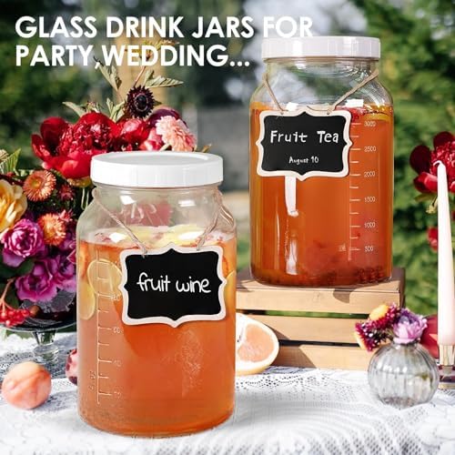 2-Pack 1 Gallon Glass Jars with Lid Wide Mouth Durable BPA-Free