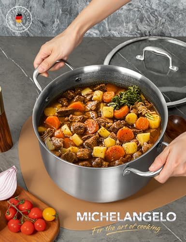 MICHELANGELO Tri-Ply 8-Quart Stock Pot with Lid