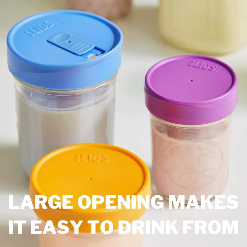 Mason Jar Drink Lid Wide Mouth Black Pack of 2