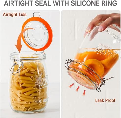 Anwoi Wide-Mouth Mason Jars 4-Pack 32 oz