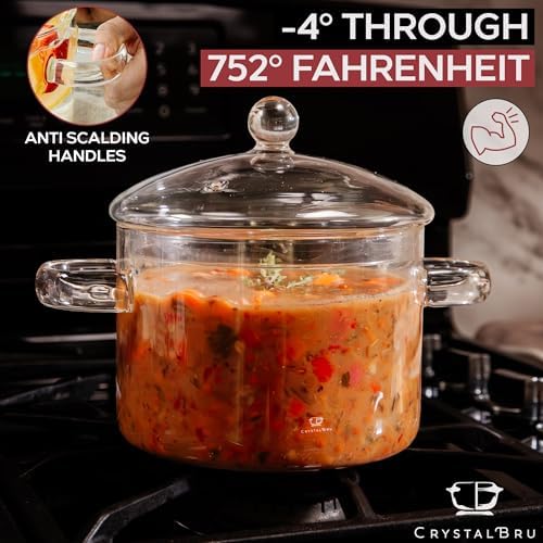Crystalbru 2L Clear Glass Simmer Pot with Lid Strainer