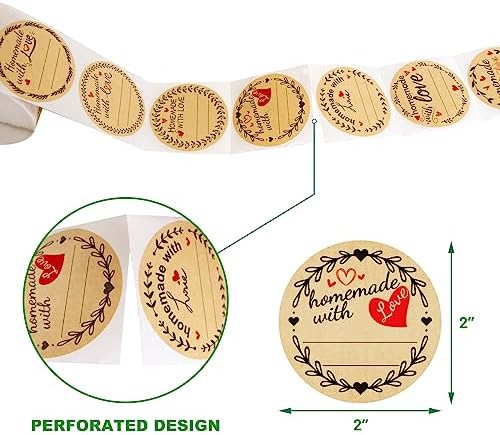 500Pcs 2 Canning Labels with Homemade with Love