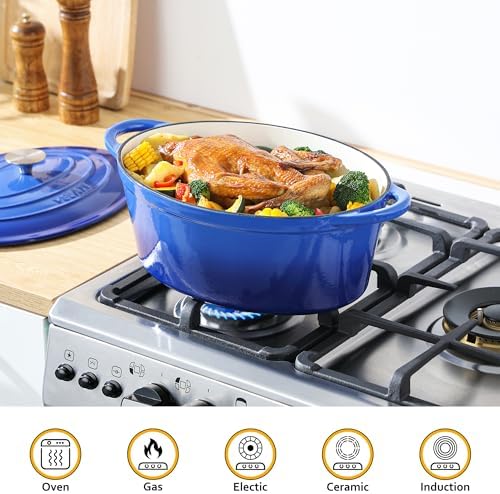 Velaze Cast Iron Dutch Oven - Durable Mixing Pot for Baking Cooking