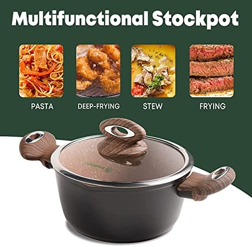 Nonstick Stock Pot with Lid 5 Quart PFOA-free