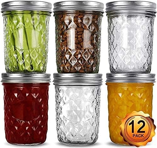 12-Pack 16oz Wide Mouth Mason Jars Verones Preserve Canning Jar Set