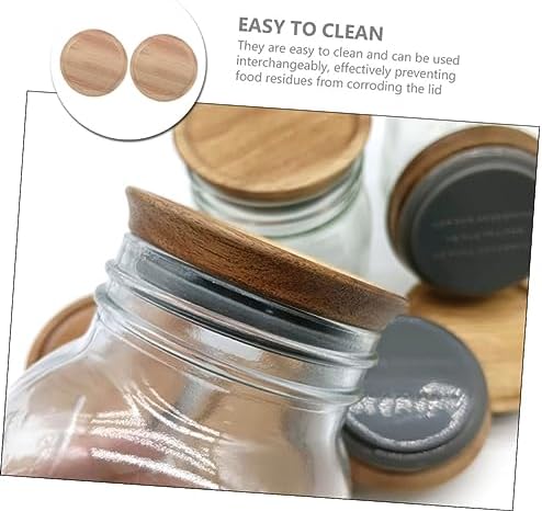 MAGICLULU 2pcs Mason Jar Wooden Lids with Silicone Seals