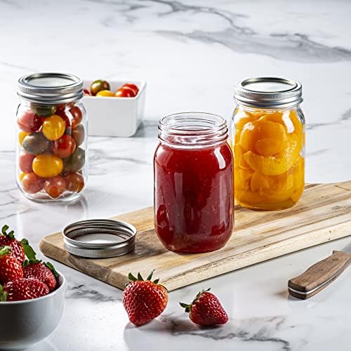 16oz Glass Mason Jars with Lids for Canning Preserving Meal Prep