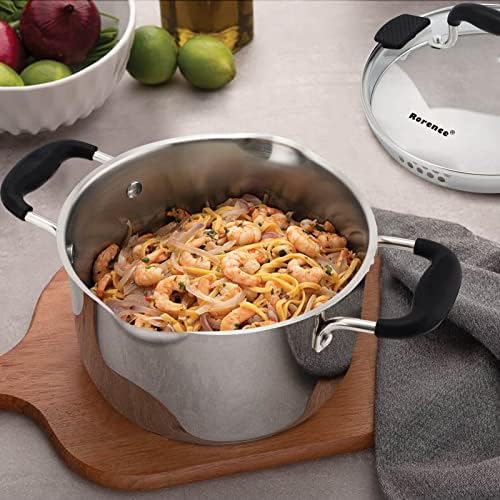 Rorence 37 Quart Stock Pot with Glass Lid and Strainer