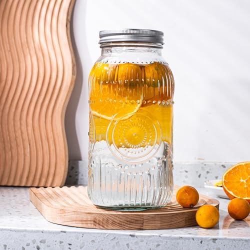 Amzcku 64oz Mason Jars Wide Mouth 2 Quart Preserve