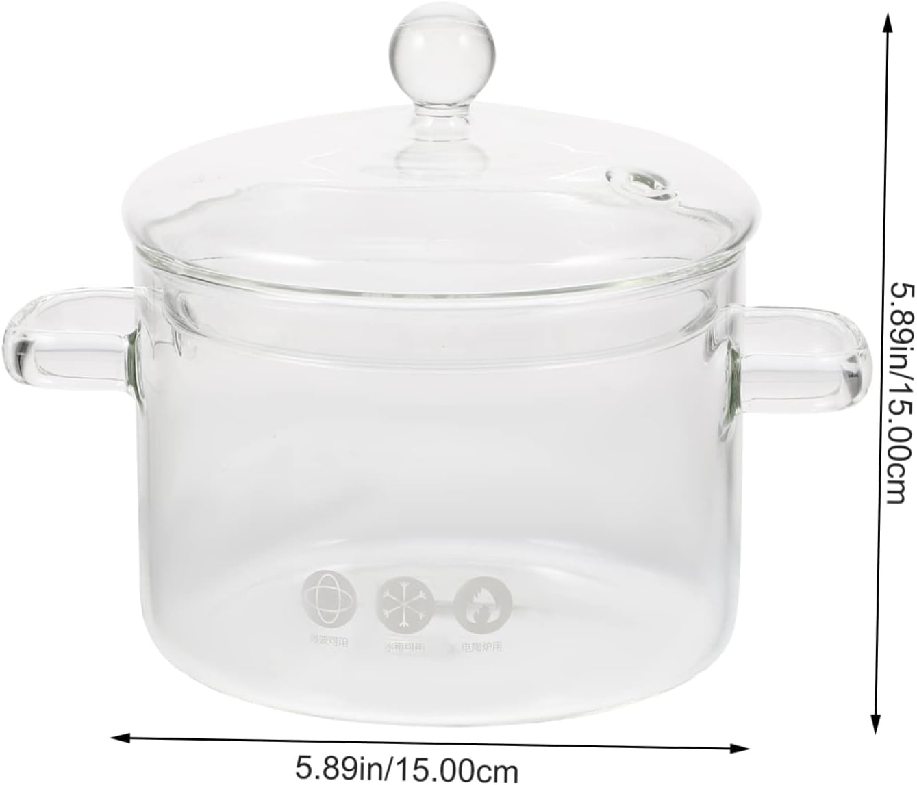 High Borosilicate Glass Noodle Pot with Cover 1500ml